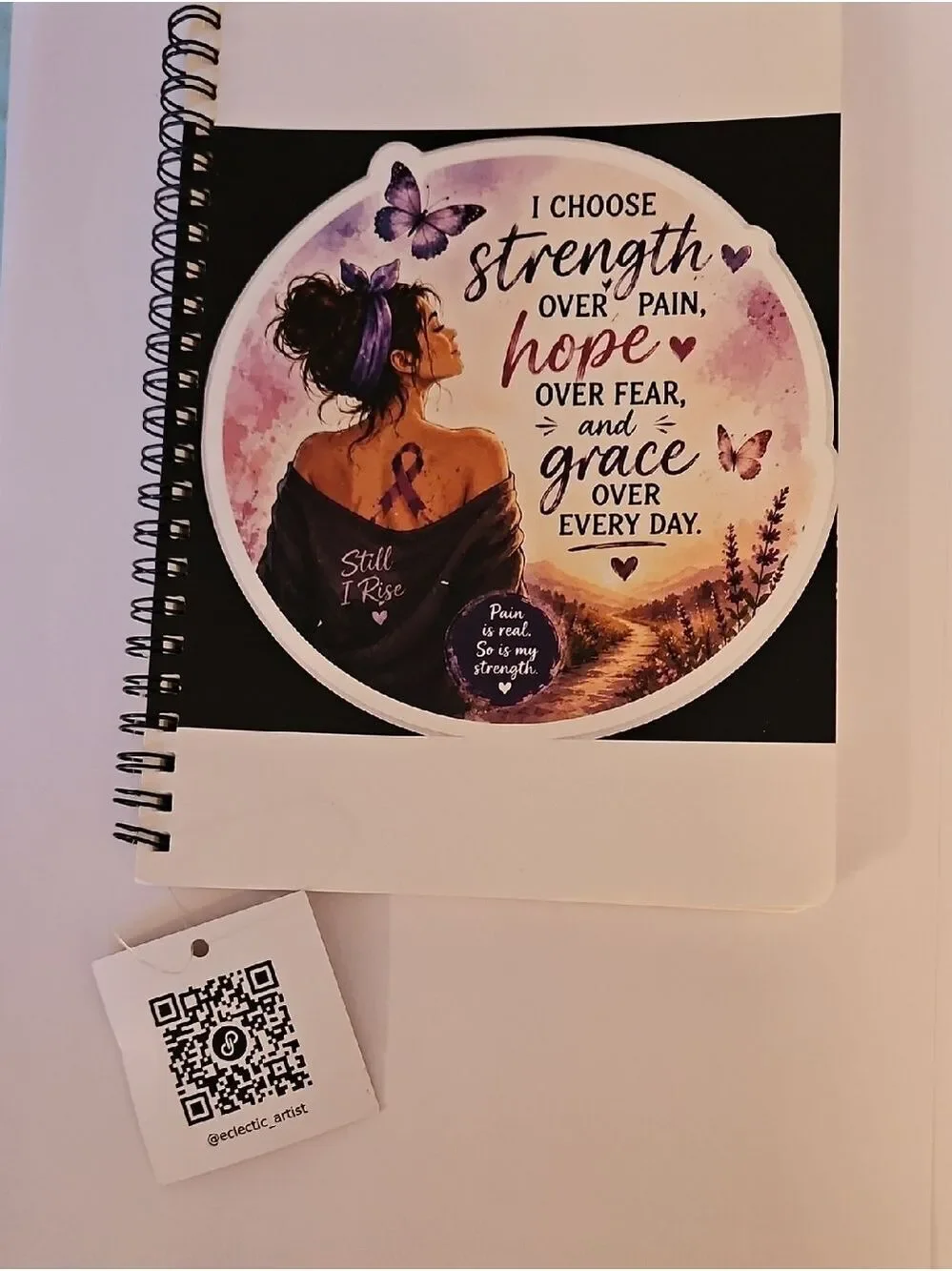 Chronic Illness Warrior Spiral Journal Purple Ribbon Pain Awareness Notebook 8x6